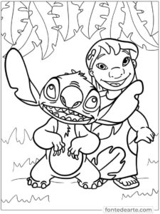 Desenho Lilo e Stitch para colorir e pintar - imprimir PDF