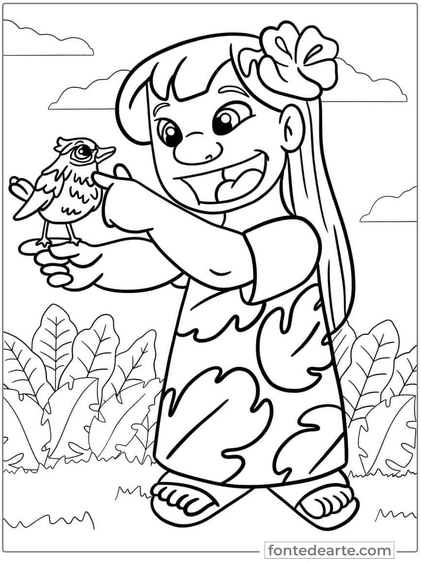 Desenho Lilo e Stitch para colorir e pintar - imprimir PDF