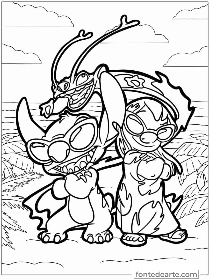 Desenho Lilo e Stitch para colorir e pintar - imprimir PDF