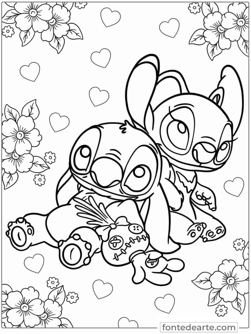 Desenho Lilo e Stitch para colorir e pintar - imprimir PDF