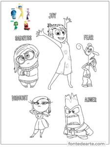 Personagens Divertida mente para colorir imprimir PDF