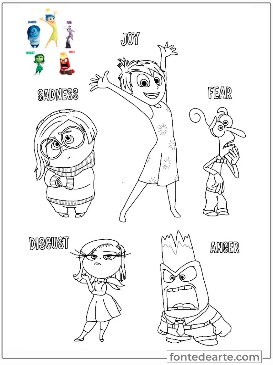 Personagens Divertida mente para colorir imprimir PDF