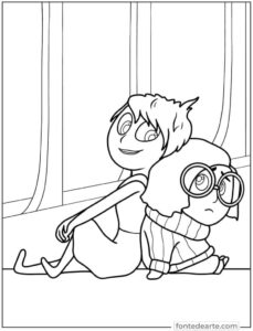 Alegria e Tristeza Divertida mente para colorir imprimir PDF