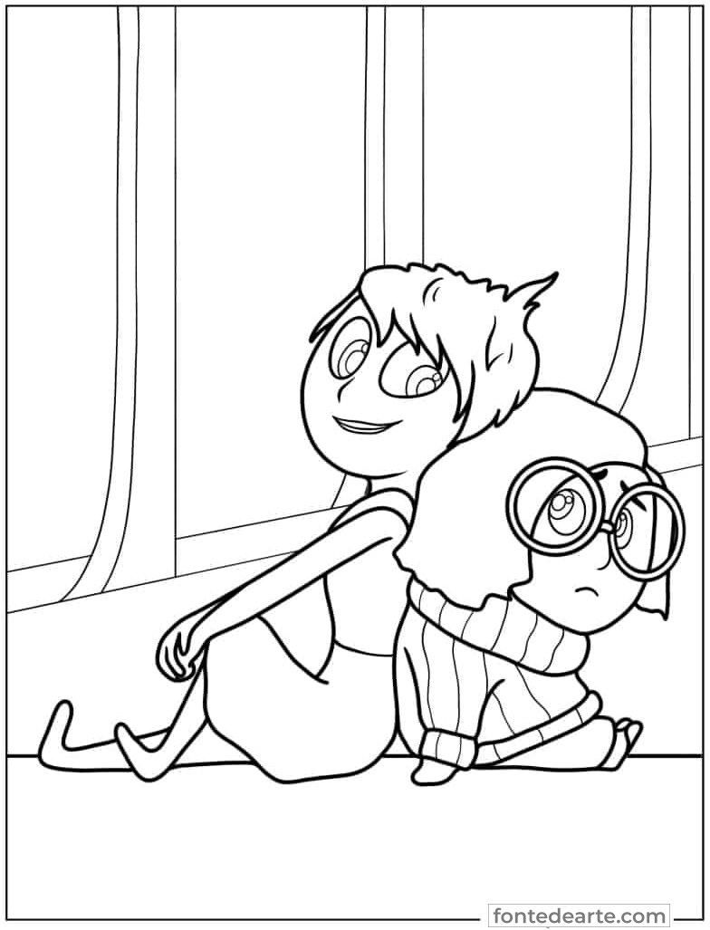 Alegria e Tristeza Divertida mente para colorir imprimir PDF