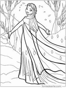 Frozen Elsa Princesas Disney para colorir e pintar imprimir PDF