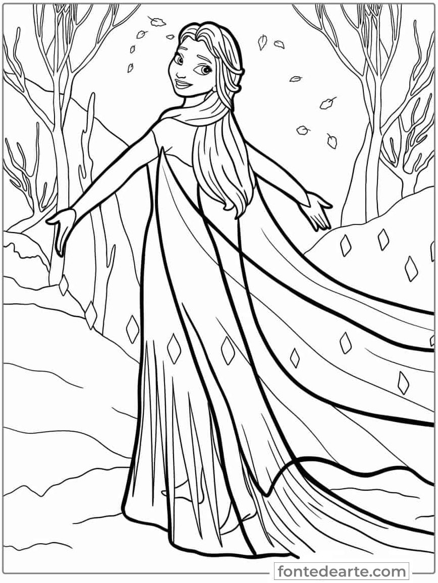 Frozen Elsa Princesas Disney para colorir e pintar imprimir PDF