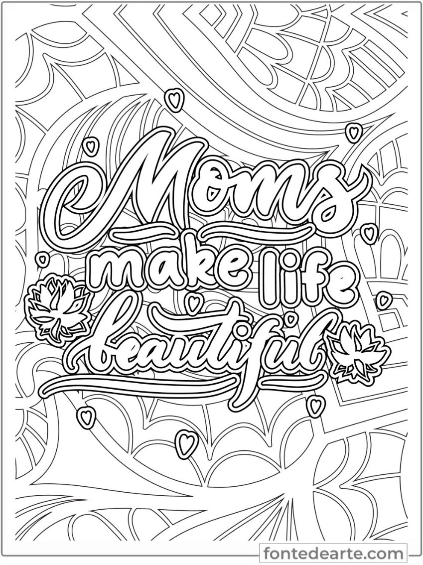 Lettering desenho para adulto colorir terapia imprimir PDF