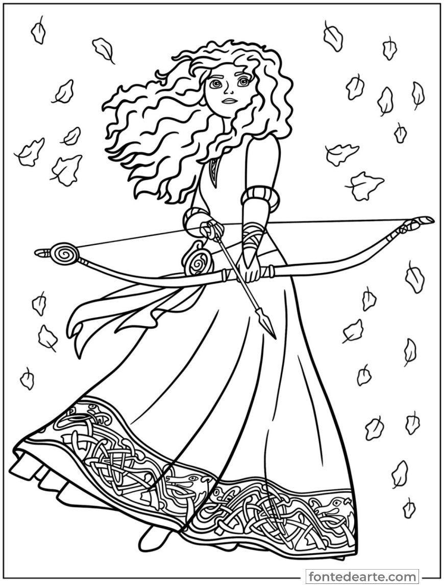 Merida Princesas Disney para colorir e pintar imprimir PDF