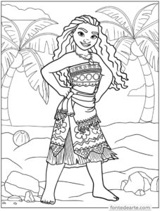 Moana Princesas Disney para colorir e pintar imprimir PDF