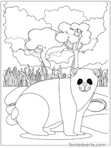 Panda animais fofinhos para colorir e pintar imprimir PDF