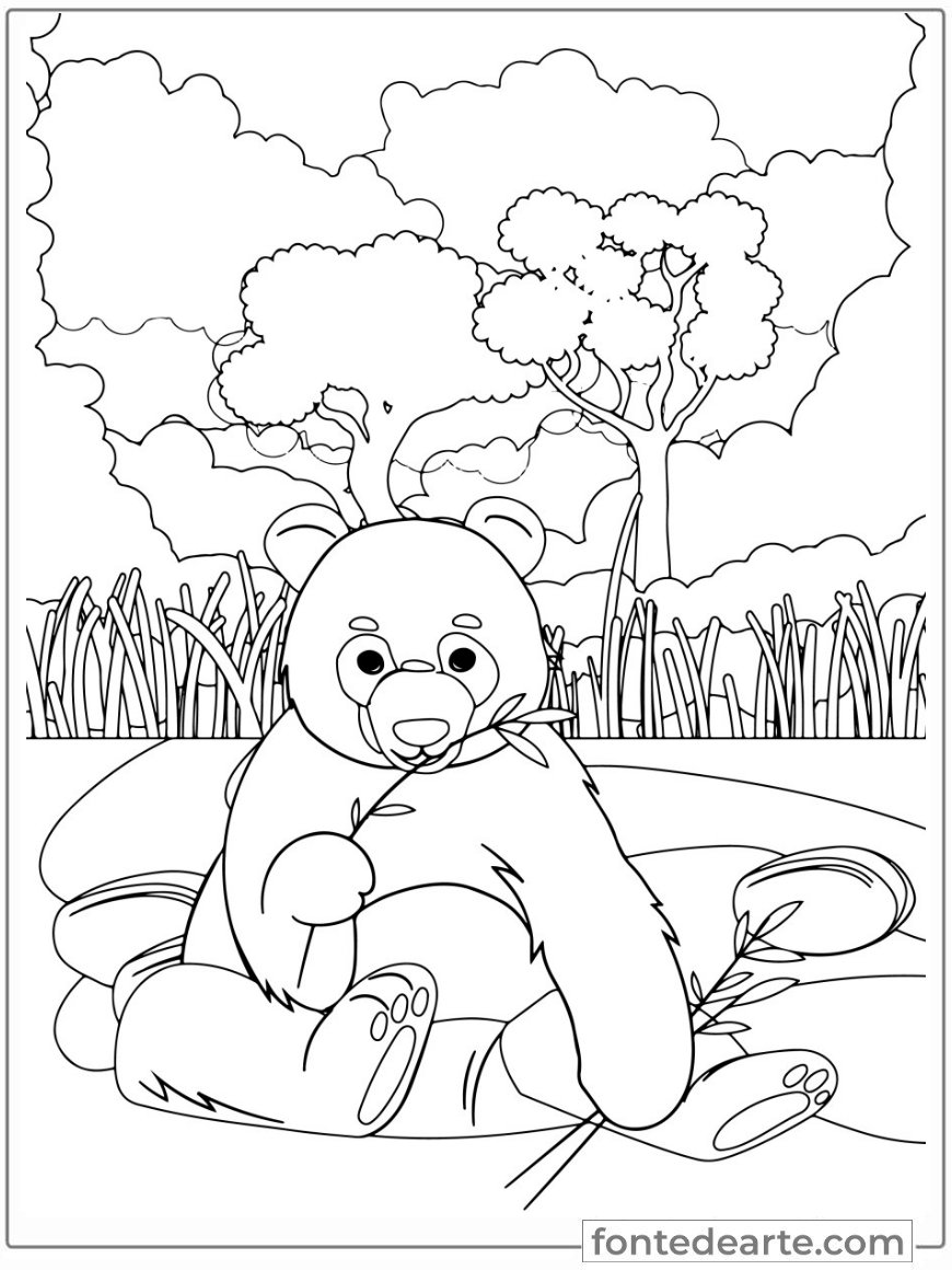 Panda animais fofinhos para colorir e pintar imprimir PDF