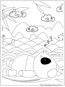 Panda fofinho dormindo para colorir Panda animais fofinhos para colorir e pintar imprimir PDF