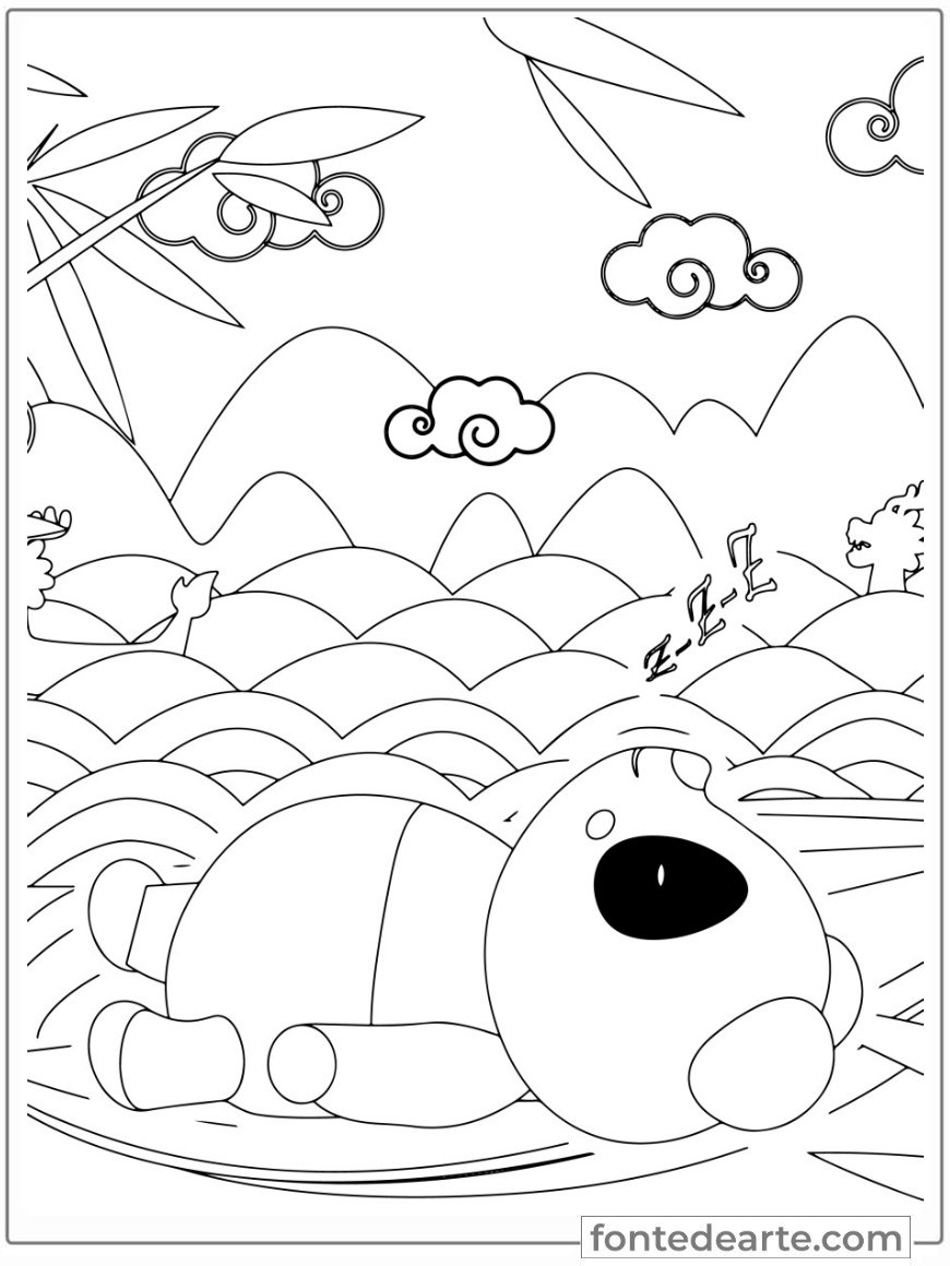 Panda animais fofinhos para colorir e pintar imprimir PDF