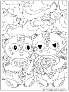 Casal de Pandas fofinhos para colorir Pandas animais fofinhos para colorir e pintar imprimir PDF
