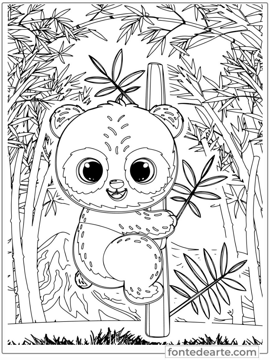 Panda animais fofinhos para colorir e pintar imprimir PDF