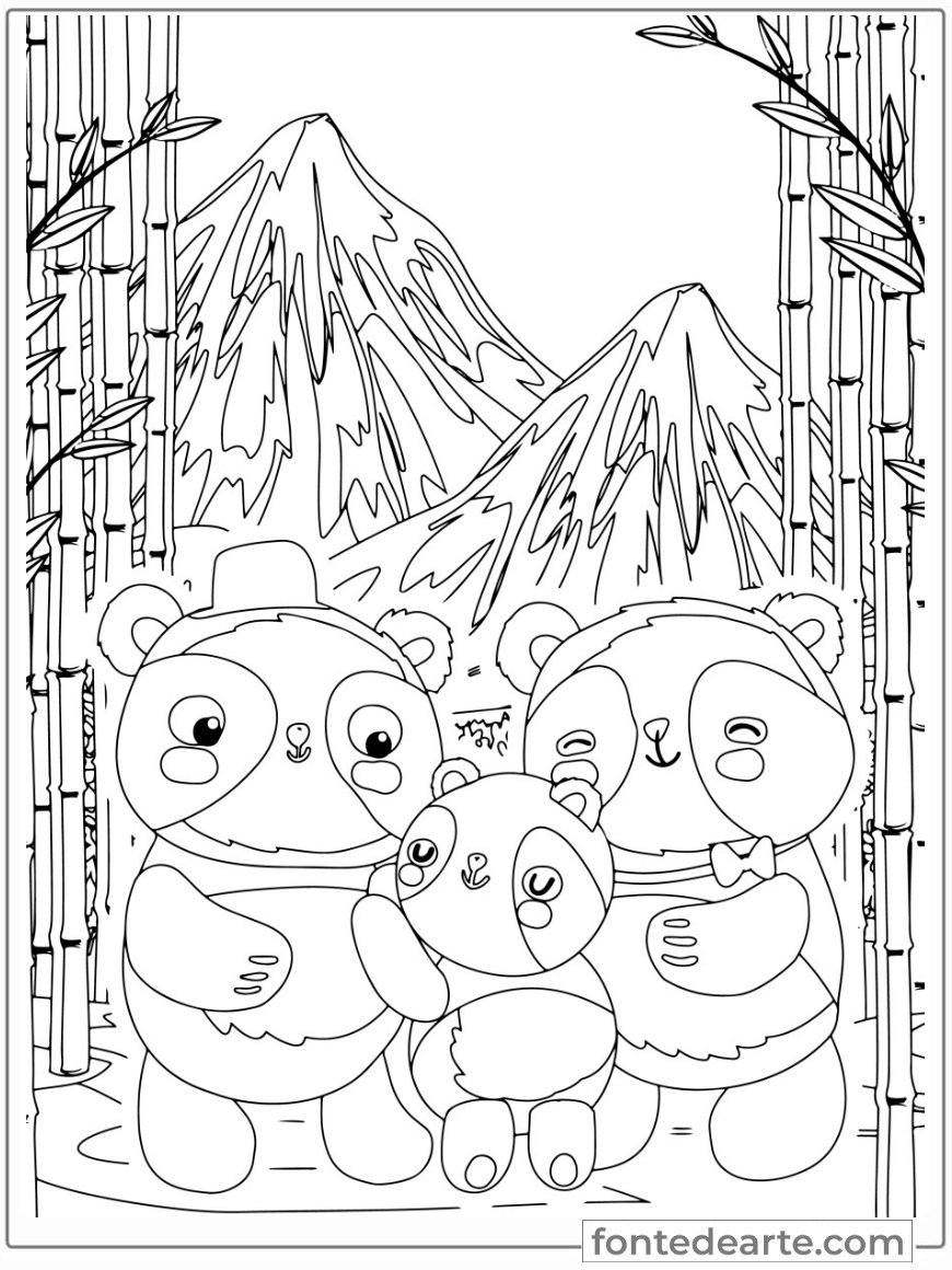 Pandas animais fofinhos para colorir e pintar imprimir PDF