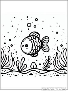 Peixe fofinho para colorir Peixinho fofinho para colorir e pintar imprimir PDF