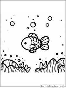 Peixe fofinho para colorir Peixinho fofinho para colorir e pintar imprimir PDF