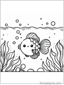 Peixe fofinho para colorir Peixinho fofinho para colorir e pintar imprimir PDF