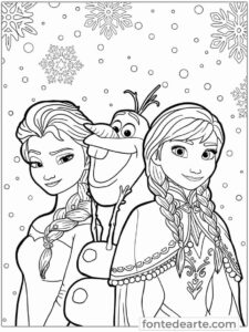 Frozen Elsa e Anna Princesas Disney para colorir e pintar imprimir PDF