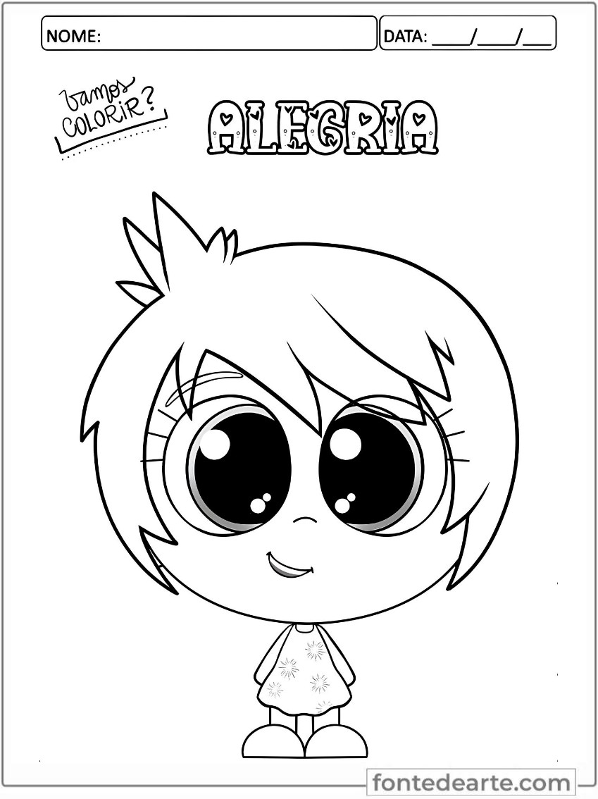 Alegria divertida mente 2 para colorir - imprimir PDF