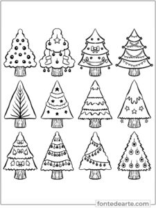 Árvores de Natal desenho para colorir