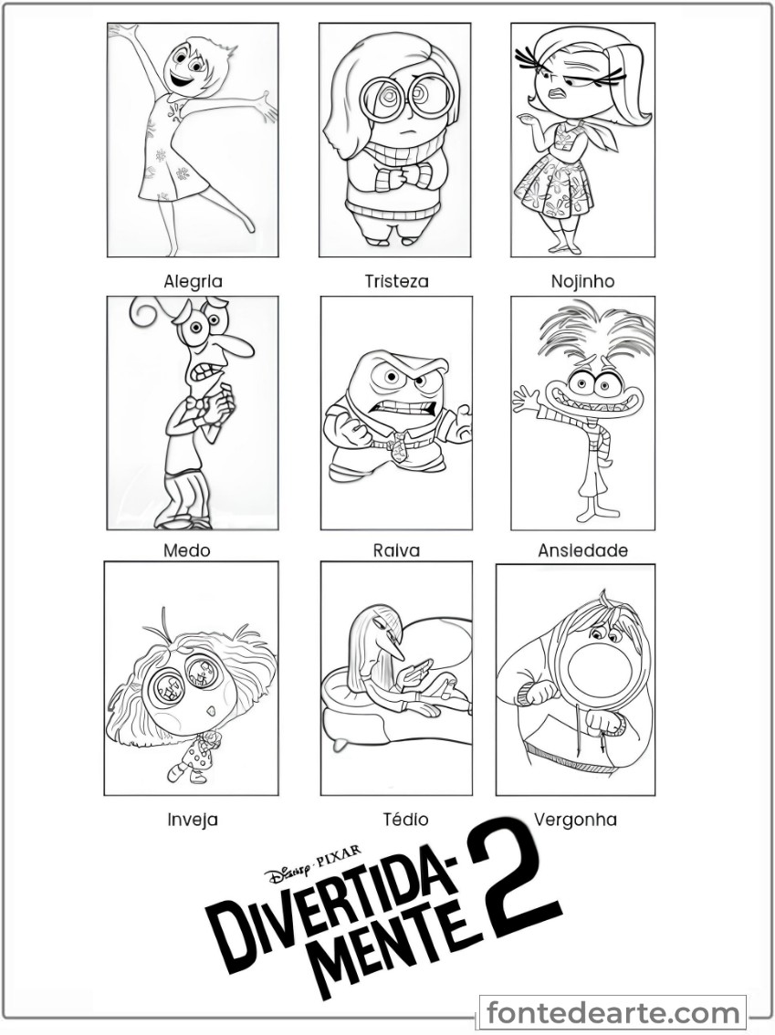 Emoções divertida mente 2 para colorir - imprimir PDF