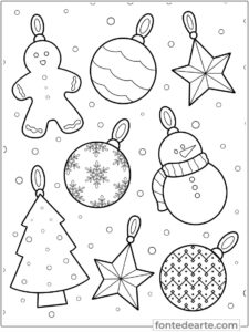 Enfeites desenho de Natal para colorir imprimir PDF