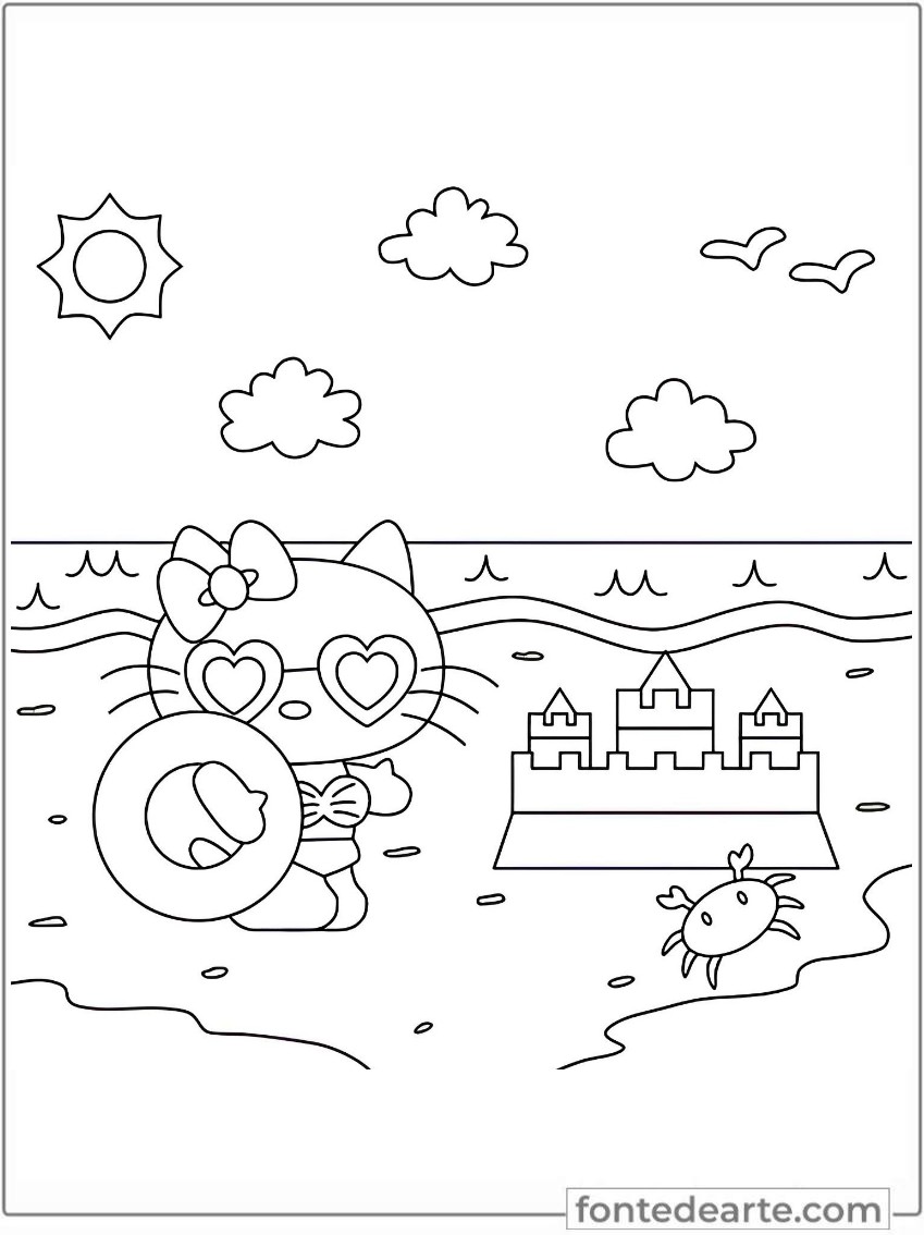 Desenhos Hello Kitty para colorir - imprimir PDF