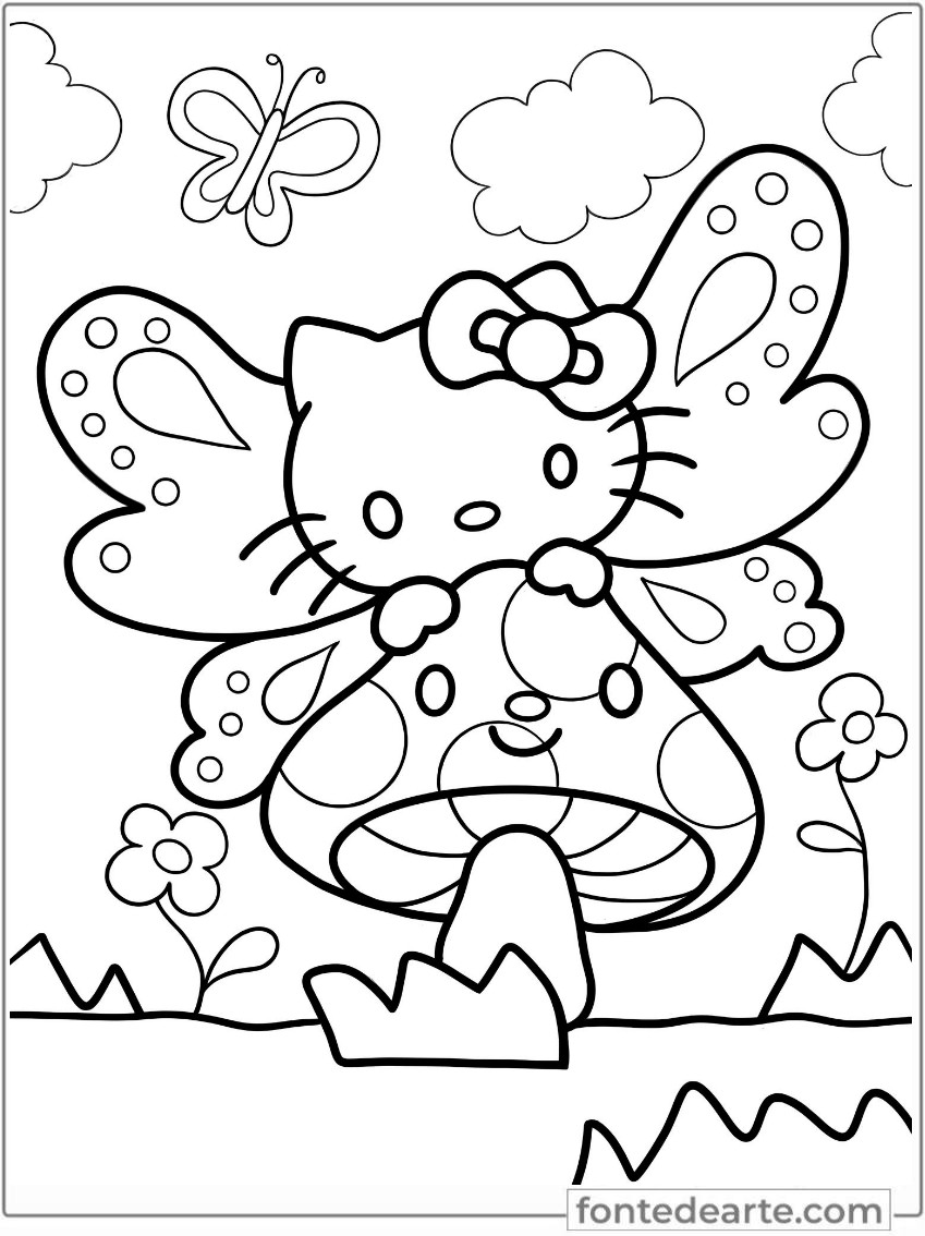 Desenhos Hello Kitty para colorir - imprimir PDF