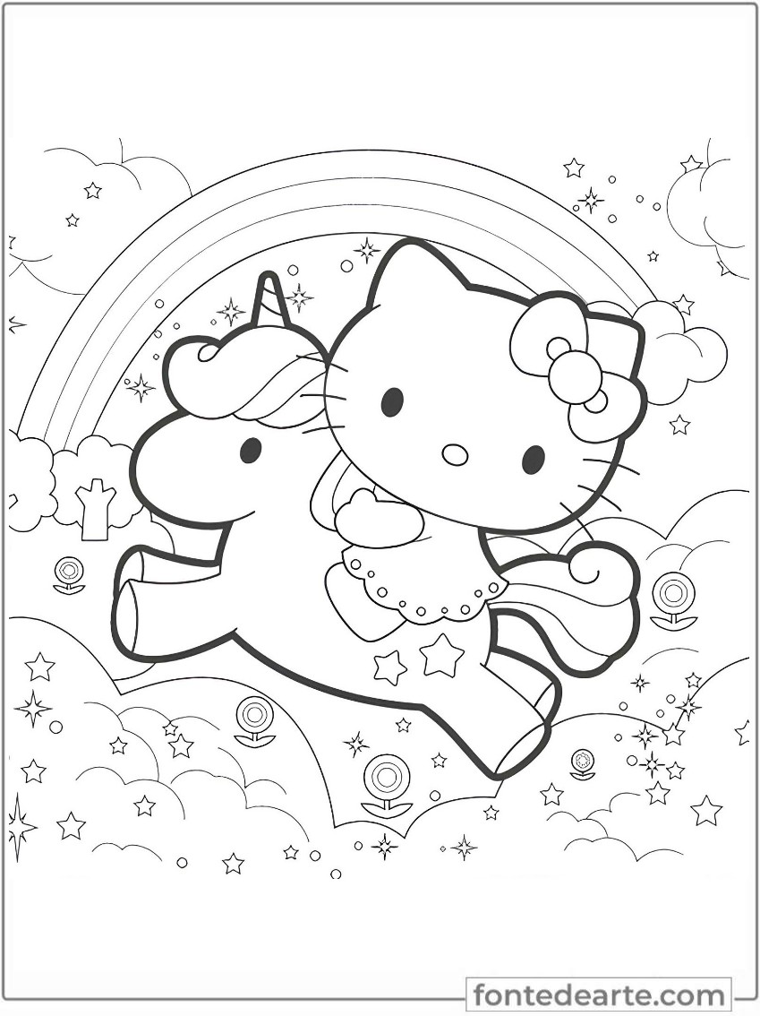 Desenhos Hello Kitty para colorir - imprimir PDF