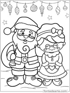 Papai e mamãe Noel desenho para colorir imprimir PDF