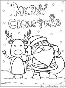 Papai Noel e rena desenho para colorir imprimir PDF