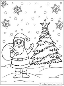Papai Noel desenho de Natal para colorir PDF