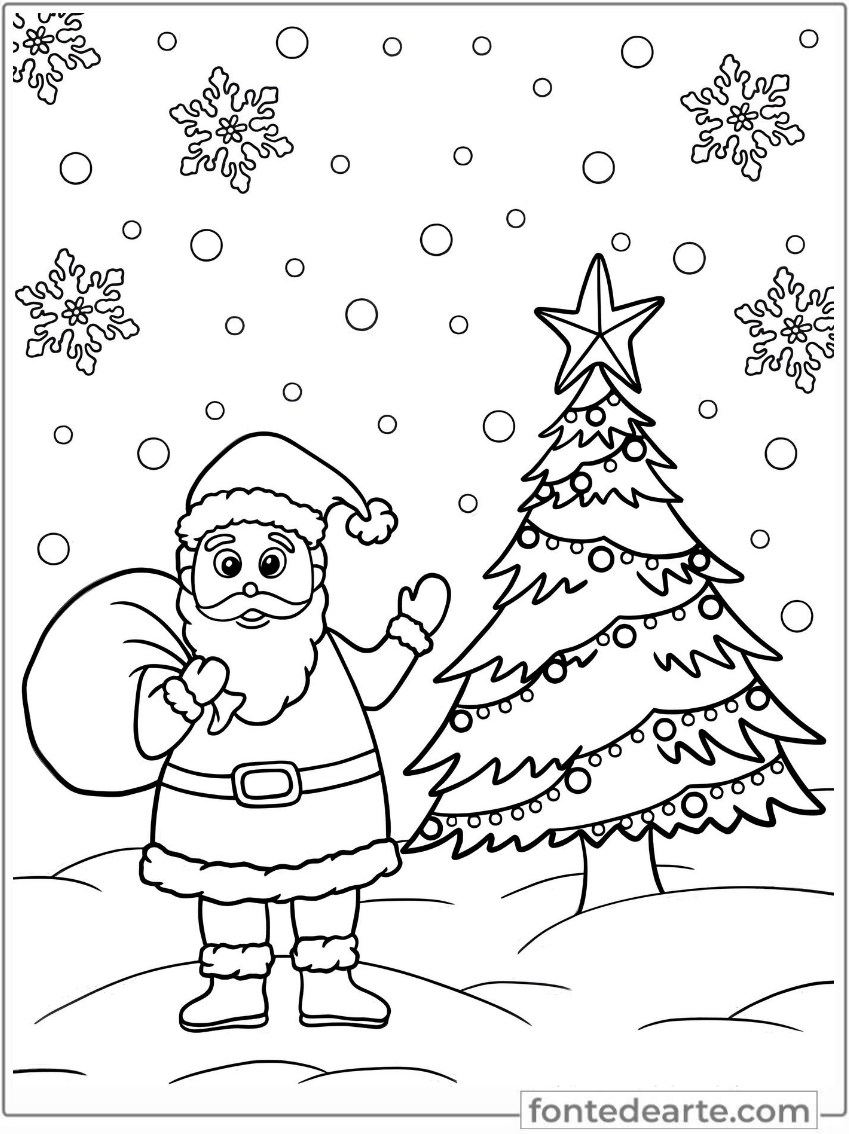 Papai Noel desenho de Natal para colorir PDF