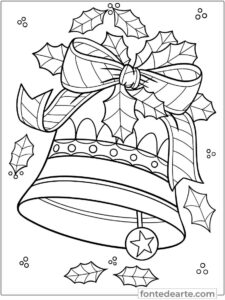 Sino de Natal com laço desenho para colorir PDF