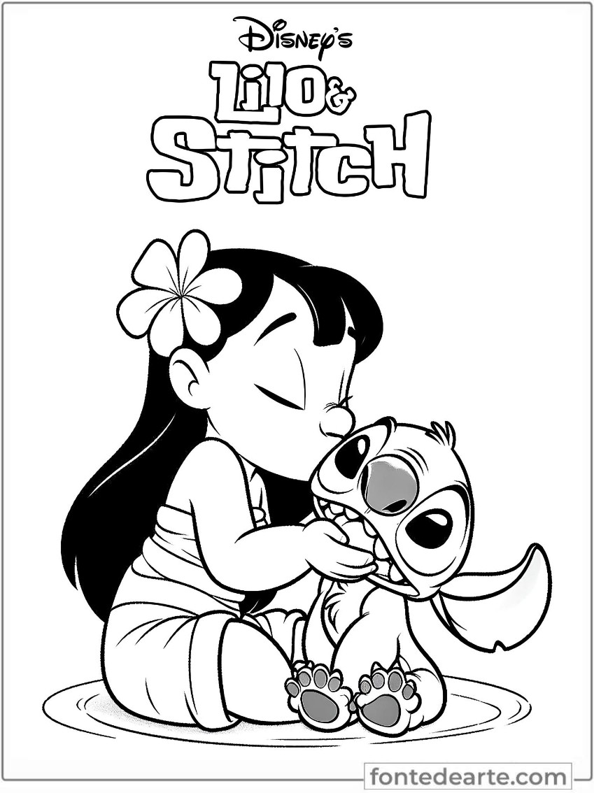 Desenho Lilo e Stitch Para Colorir e Pintar - Imprimir PDF