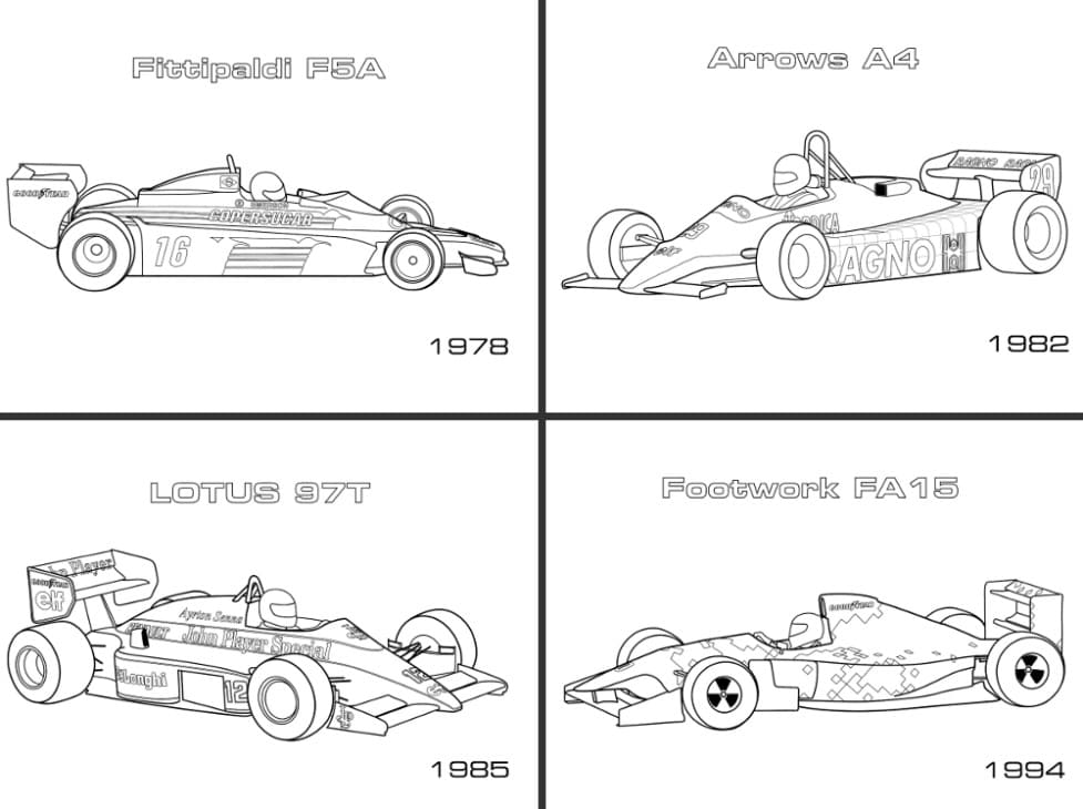 Carros de Corrida Antigos Formula 1 Para Colorir
