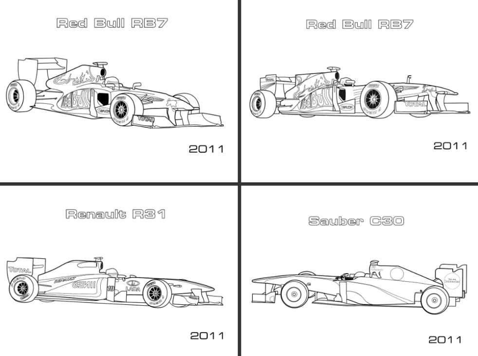 Carros de Corrida Antigos Formula 1 Para Colorir