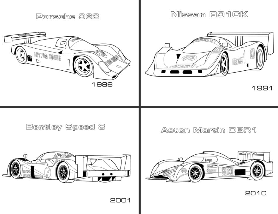 Carros de Corrida Antigos Formula 1 Para Colorir
