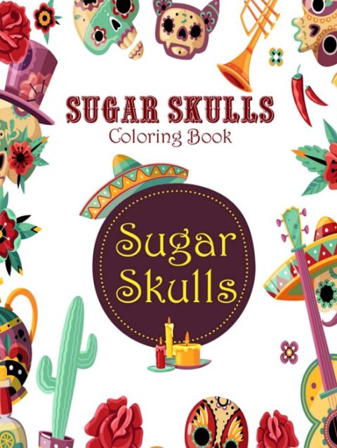 Desenhos Sugar Skulls para imprimir PDF e colorir
