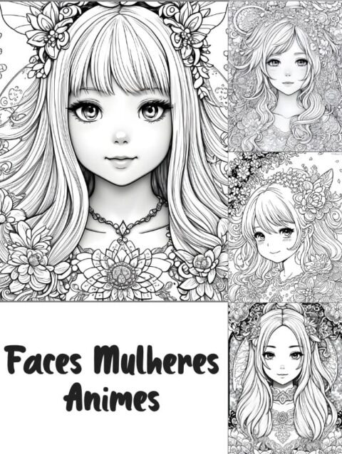 Faces/Rostos de Meninas Animes Para Colorir - Imprimir PDF