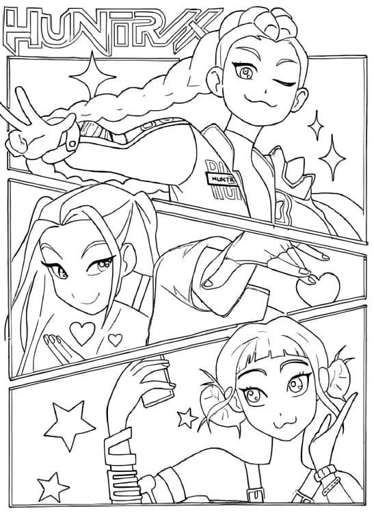 Desenhos KPop Demon Hunters Para Colorir e Pintar - Imprimir PDF