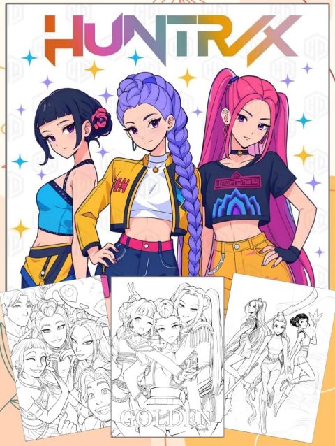 Desenhos KPop Demon Hunters Para Colorir e Pintar - Imprimir PDF