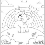Arco íris Unicórnio Kawaii para colorir - imprimir PDF