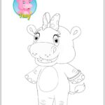 Hipopótamo animais fofinhos para colorir e pintar imprimir PDF