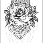 Rosa Desenhos de Flores Tattoo para adulto colorir e pintar imprimir PDF