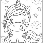 Desenho Unicórnio Kawaii para colorir - imprimir PDF
