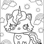 Desenho Unicórnio Kawaii para colorir - imprimir PDF