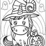 Desenho Unicórnio Halloween para colorir - imprimir PDF